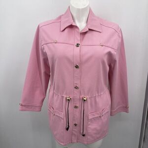St john Sport womans pink jacket Medium lenght button up collar BoxM